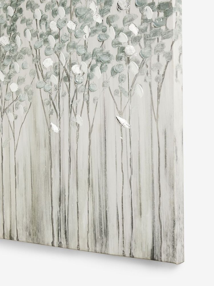 Sage Green Large Trees Landscape Canvas Wall Art - Image 3 of 4