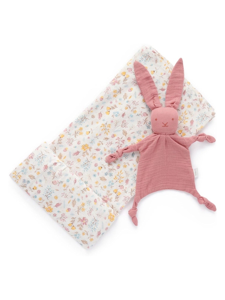 Purebaby Pink Newborn Muslin 100% Cotton Comforter & Wrap Set - Image 1 of 3