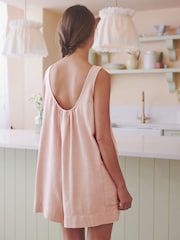 Pink Linen Blend Sleeveless Playsuit - Image 3 of 6
