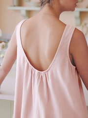 Pink Linen Blend Sleeveless Playsuit - Image 4 of 6
