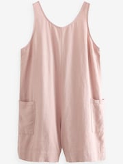 Pink Linen Blend Sleeveless Playsuit - Image 5 of 6