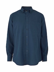 Savile Row Company Blue Classic Fit Linen Cotton Blend Button Down Casual Shirt - Image 2 of 3