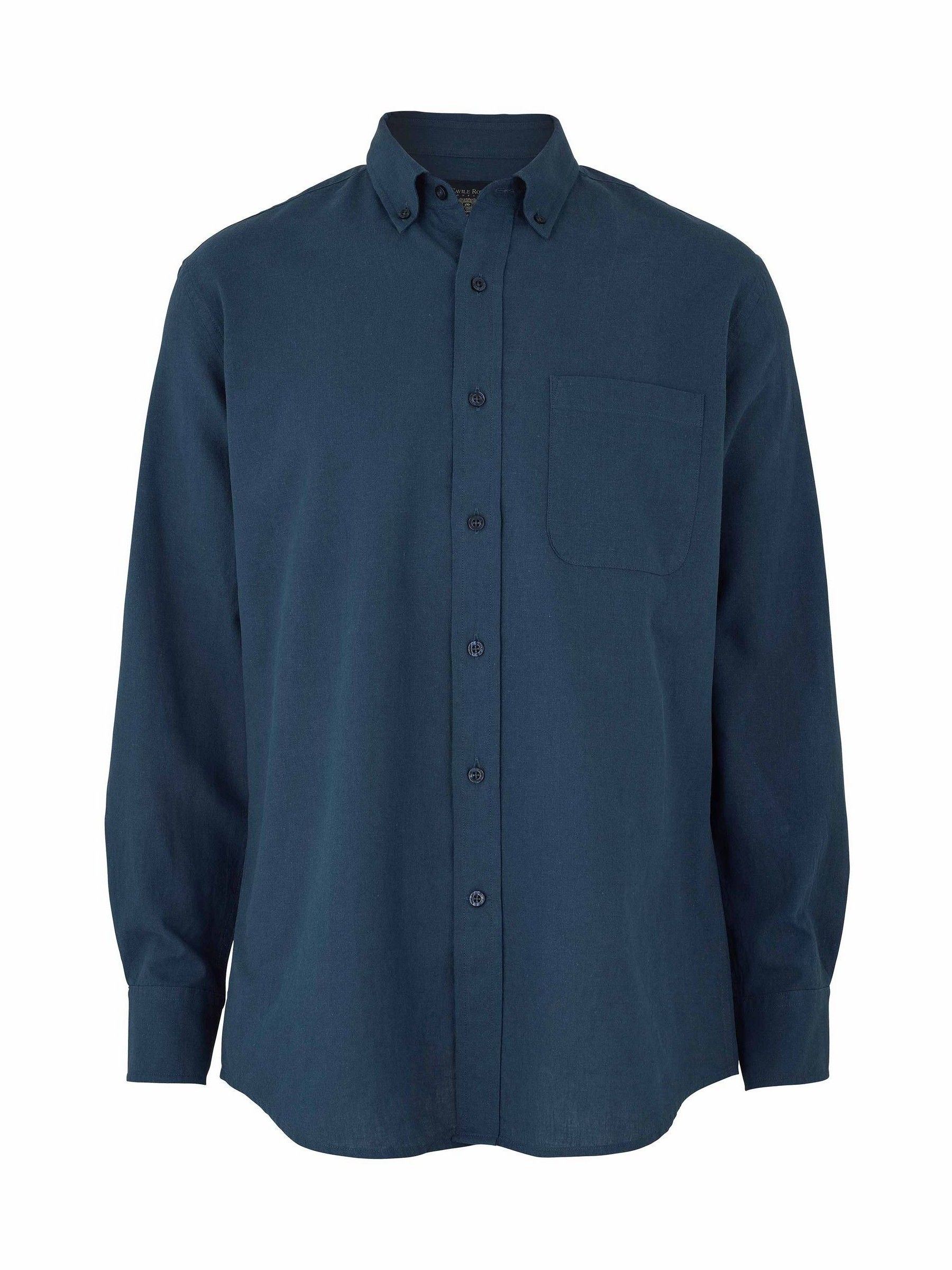 Buy Savile Row Company Blue Classic Fit Linen Cotton Blend Button