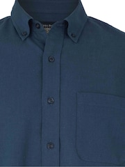 Savile Row Company Blue Classic Fit Linen Cotton Blend Button Down Casual Shirt - Image 3 of 3