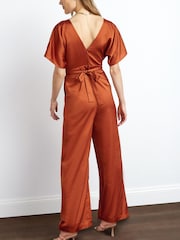 Orange Satin Wide Leg Jumpsuit - Image 2 of 3
