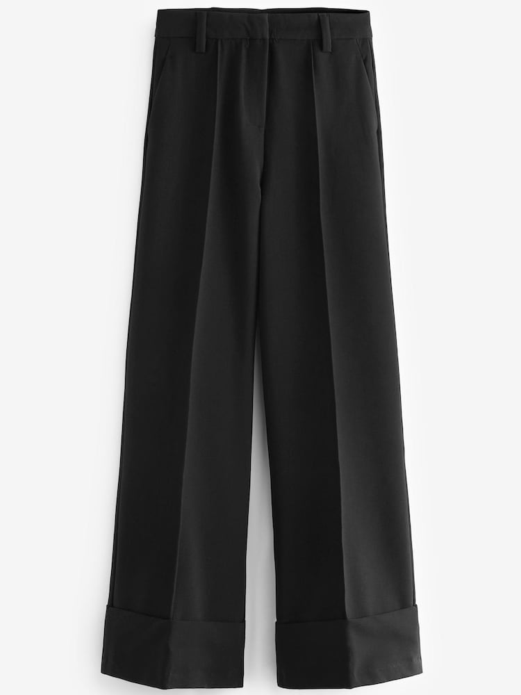 Schwarz - Tailored-Hose mit weitem Bein und Umschlag - Bild 5 von 5 Schwarz - Tailored-Hose mit weitem Bein und Umschlag - Bild 5 von 5