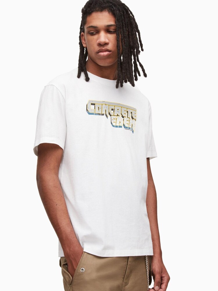 AllSaints White 100% Cotton Crete Crew T-Shirt - Image 1 of 4