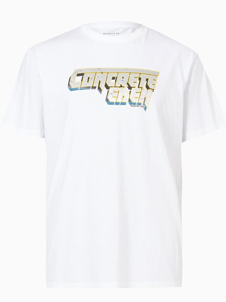 AllSaints White 100% Cotton Crete Crew T-Shirt - Image 4 of 4