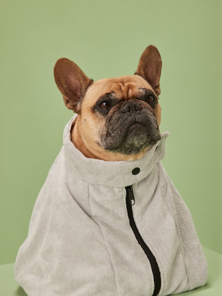 Grey Zipped Dog Drying Towel - Image 2 of 5