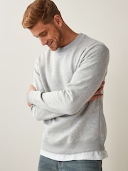 Grey Regular Fit Jersey Cotton Rich Crew Sweatshirt - Image 1 of 5