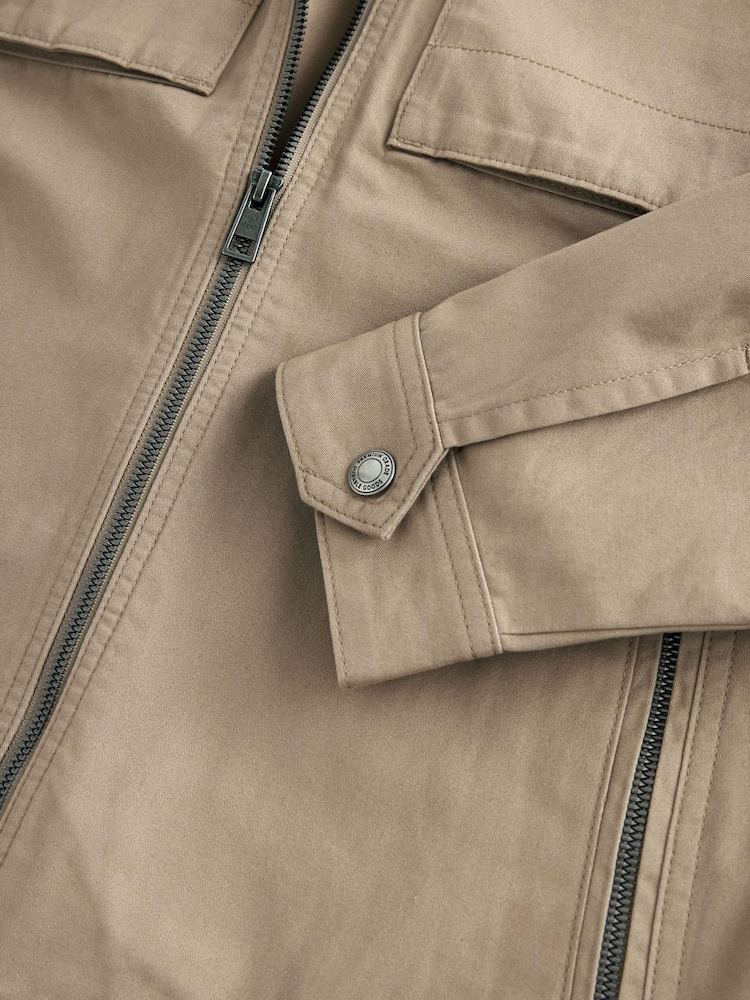 Stone Neutral Shower Resistant Utility Shacket - Image 7 of 7