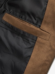 Tan Brown Faux Suede Biker Jacket - Image 10 of 10