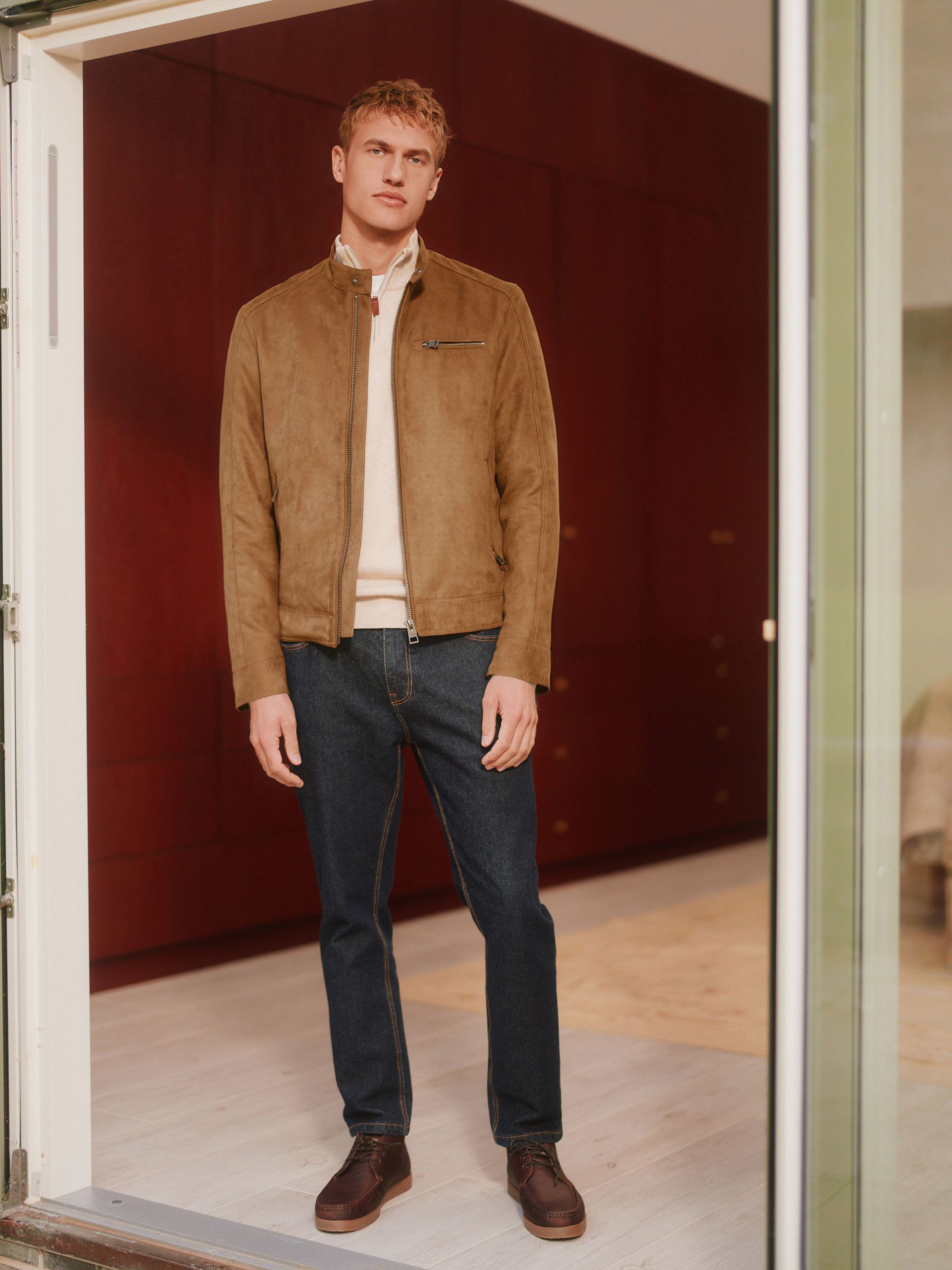 Buy Tan Brown Faux Suede Biker Jacket from Next Germany