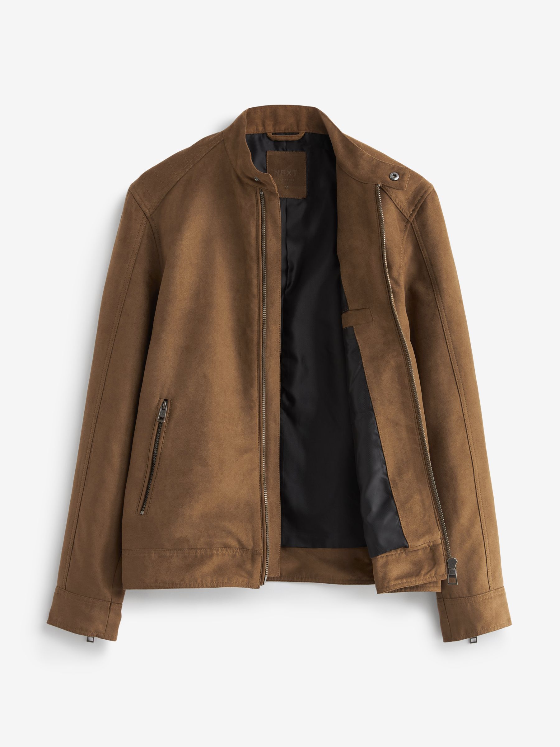 Buy Tan Brown Faux Suede Biker Jacket from Next Luxembourg