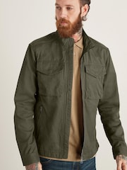 Khaki Green Shower Resistant Utility Shacket - Image 3 of 8