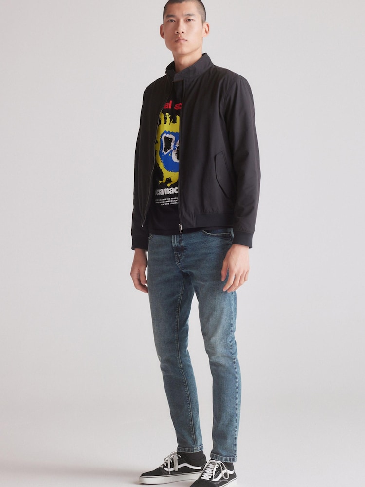 Einfarbig schwarz - Wasserabweisende Harrington-Jacke mit Karofutter - Bild 2 von 8 Einfarbig schwarz - Wasserabweisende Harrington-Jacke mit Karofutter - Bild 2 von 8