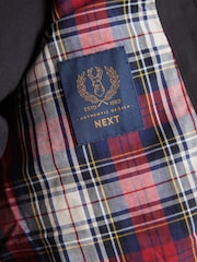 Black Plain Shower Resistant Check Lining Harrington Jacket - Image 5 of 8