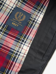 Black Plain Shower Resistant Check Lining Harrington Jacket - Image 7 of 8