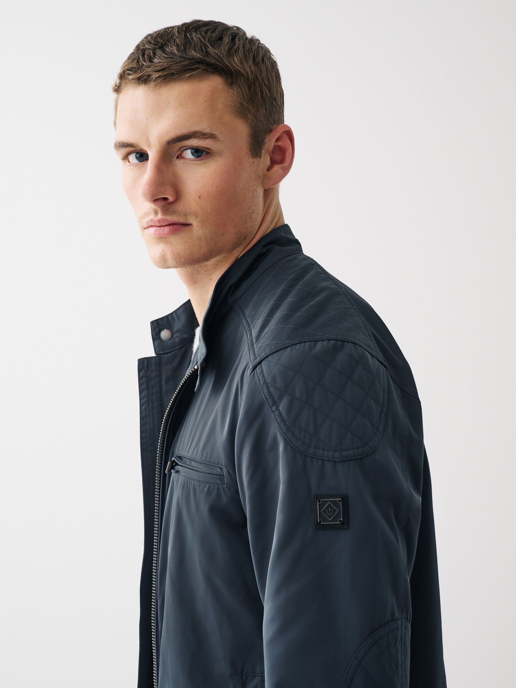 Buy Navy Blue Shower Resistant Biker Jacket from Next Luxembourg