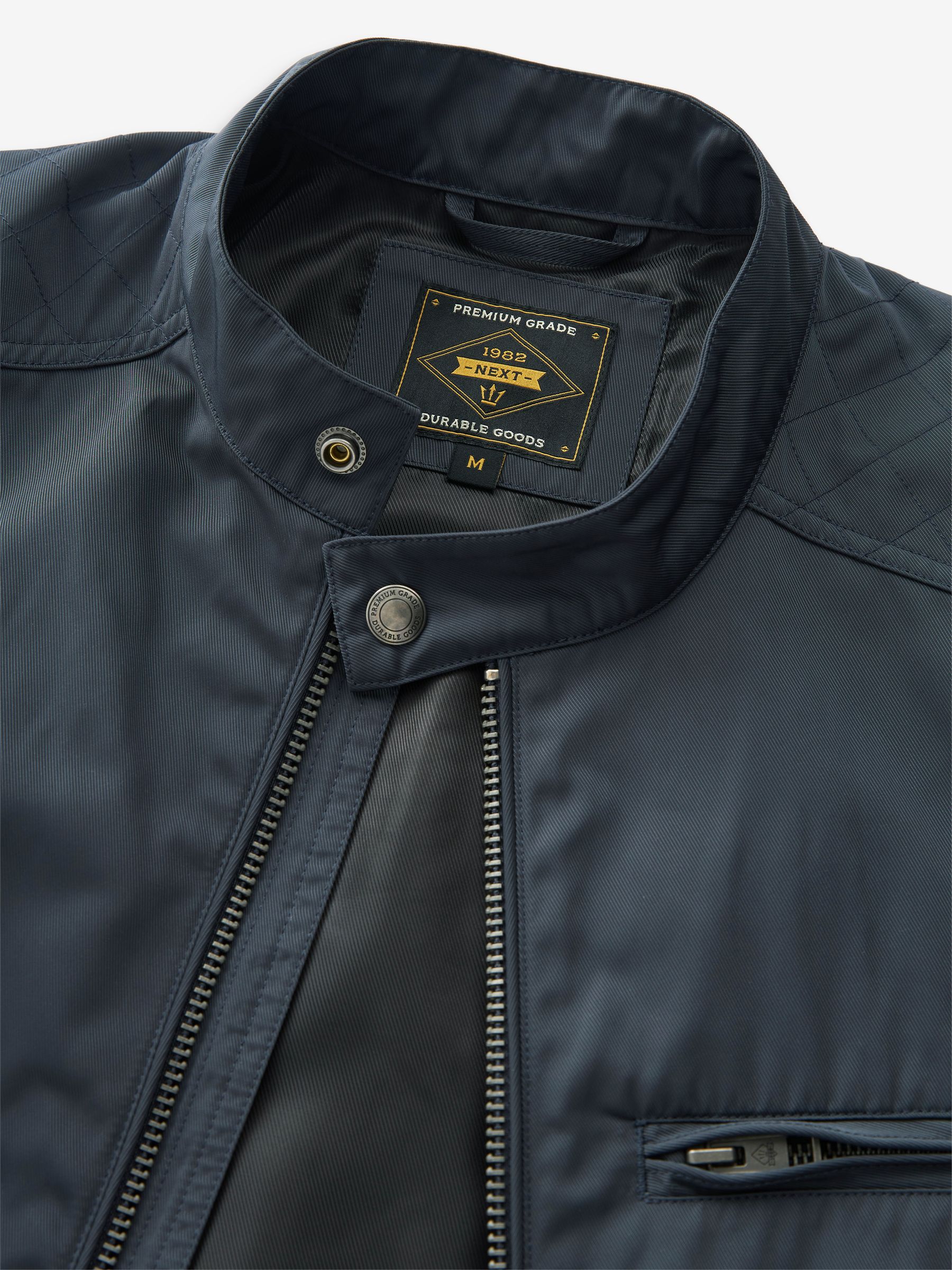 Buy Navy Blue Shower Resistant Biker Jacket from Next Luxembourg