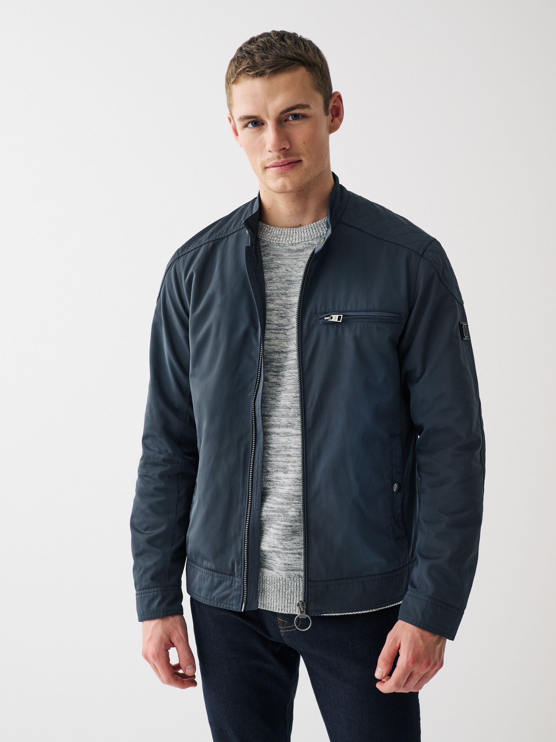 Buy Navy Blue Shower Resistant Biker Jacket from Next Luxembourg