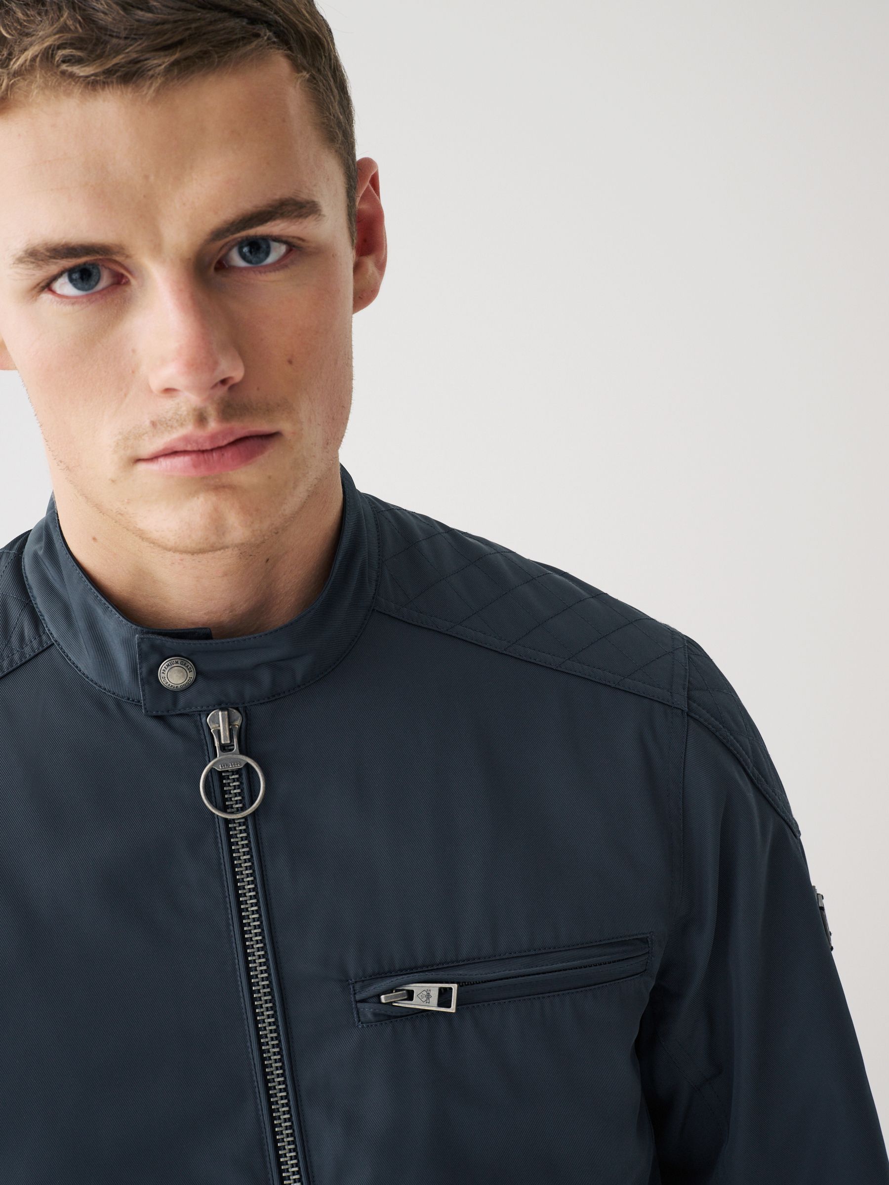 Buy Navy Blue Shower Resistant Biker Jacket from Next Luxembourg