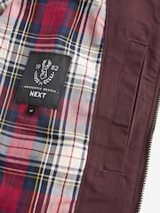 Burgundy Red Shower Resistant Check Lining Harrington Jacket - Image 10 of 11