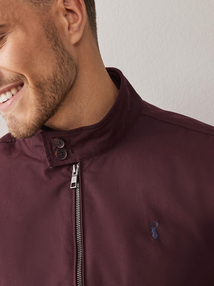 Burgundy Red Shower Resistant Check Lining Harrington Jacket - Image 3 of 11