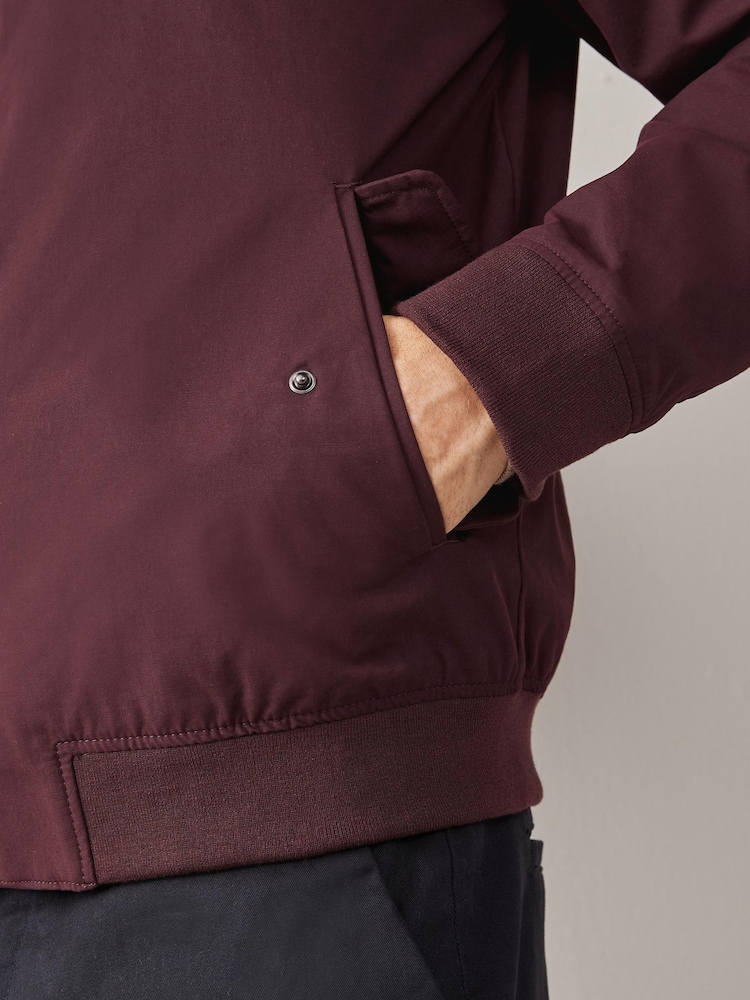 Burgundy Red Shower Resistant Check Lining Harrington Jacket - Image 4 of 11
