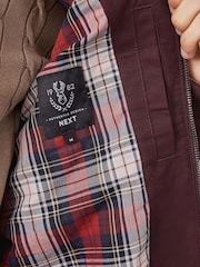 Burgundy Red Shower Resistant Check Lining Harrington Jacket - Image 5 of 11