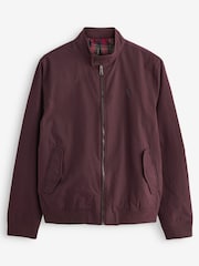 Burgundy Red Shower Resistant Check Lining Harrington Jacket - Image 6 of 11