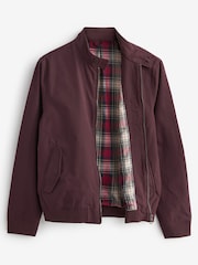 Burgundy Red Shower Resistant Check Lining Harrington Jacket - Image 7 of 11