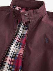 Burgundy Red Shower Resistant Check Lining Harrington Jacket - Image 8 of 11