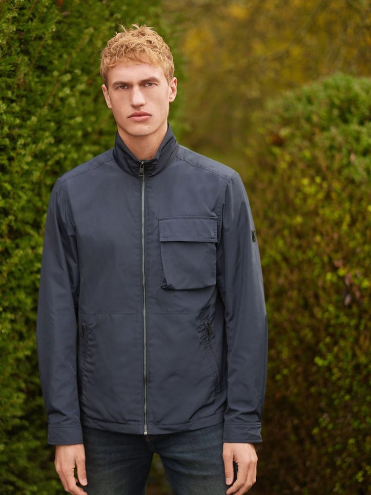 Marineblau/blau - Wasserabweisende Jacke mit Trichterkragen - Bild 1 von 14