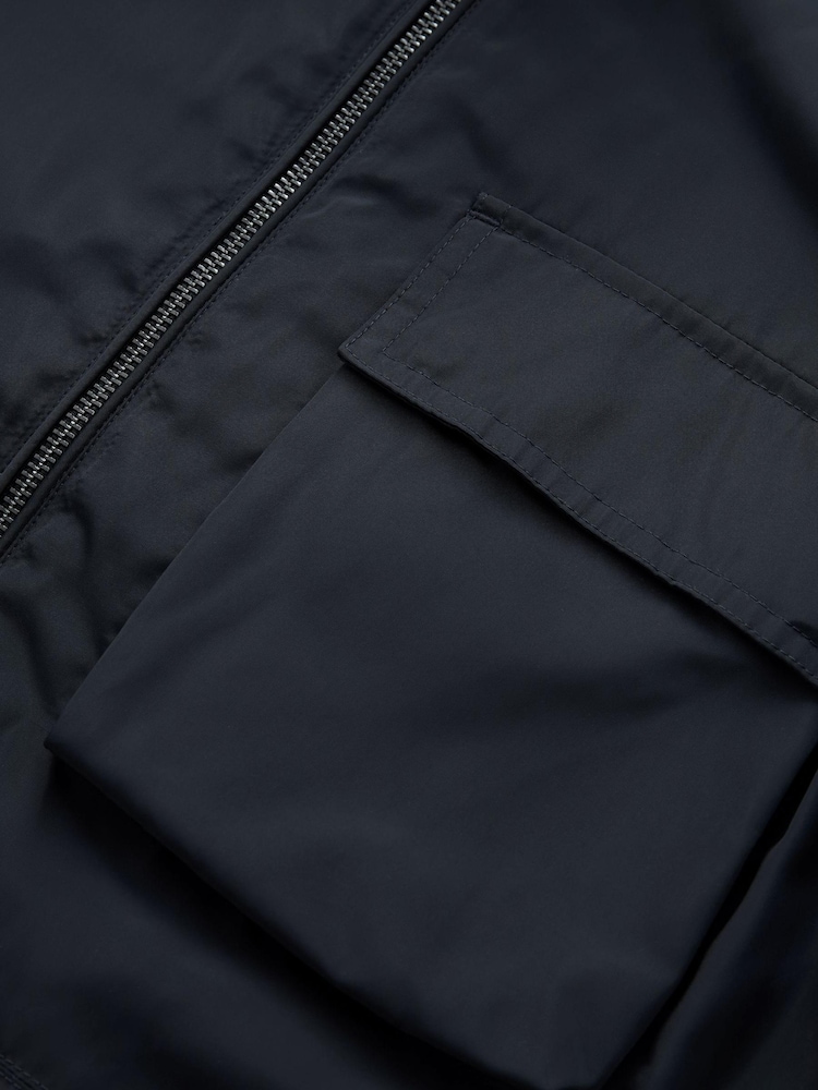 Navy Blue Funnel Neck Shower Resistant Jacket - Image 14 of 14 Navy Blue Funnel Neck Shower Resistant Jacket - Image 14 of 14