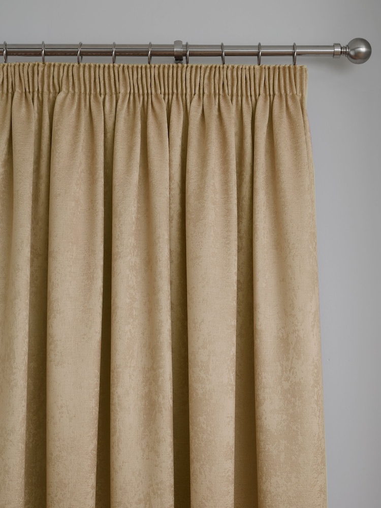 Fusion Ochre Yellow Galaxy Room Darkening Woven Pair of Pencil Pleat Curtains - Image 2 of 3