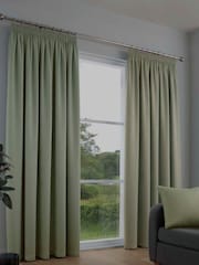 Fusion Green Galaxy Dim Out Woven Pair of Pencil Pleat Curtains - Image 1 of 3