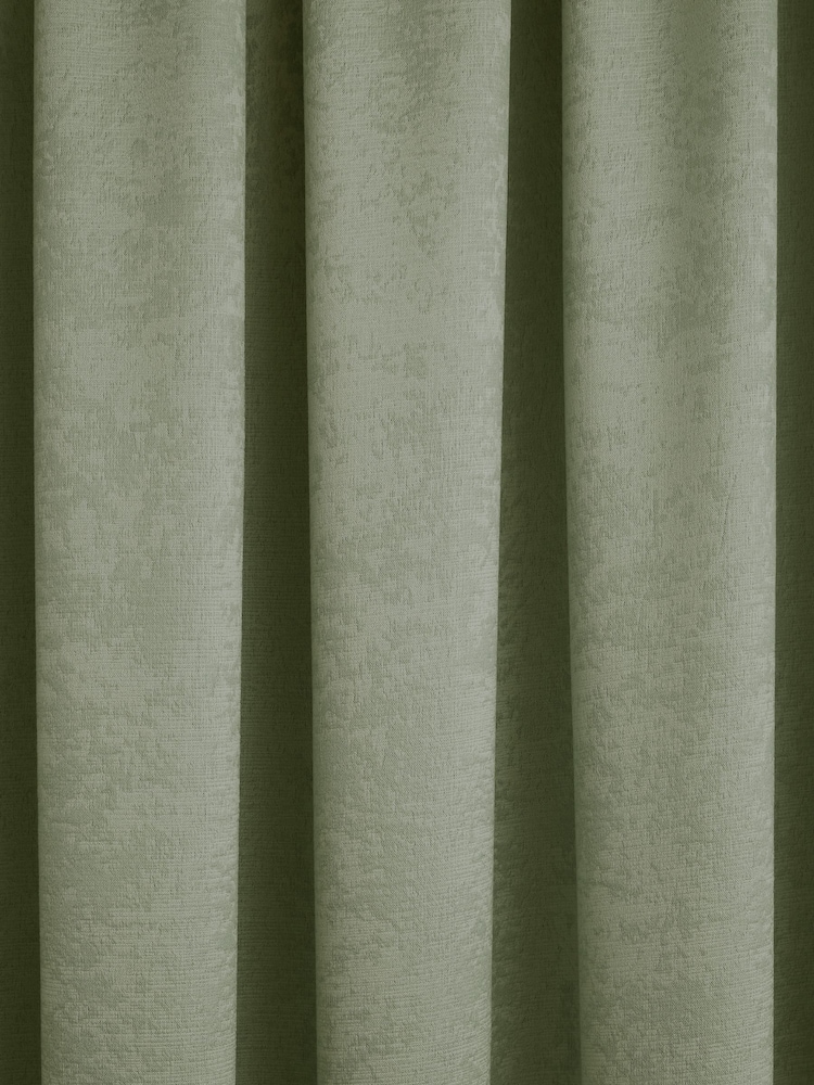 Fusion Green Galaxy Dim Out Woven Pair of Pencil Pleat Curtains - Image 3 of 3