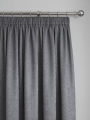 Fusion Charcoal Grey Galaxy Room Darkening Woven Pair of Pencil Pleat Curtains - Image 2 of 3