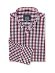 Savile Row Company Red Slim Fit Cotton Poplin Gingham Check Casual Shirt - Image 1 of 3