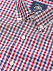 Savile Row Company Red Slim Fit Cotton Poplin Gingham Check Casual Shirt - Image 2 of 3
