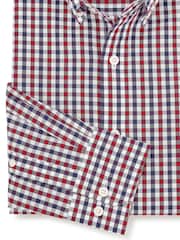 Savile Row Company Red Slim Fit Cotton Poplin Gingham Check Casual Shirt - Image 3 of 3