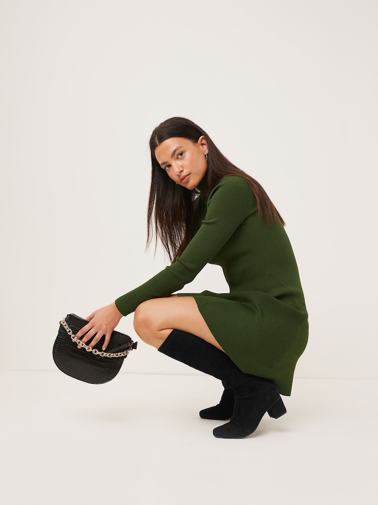 Black Forever Comfort Sock Block Heel Knee High Boots - Image 1 of 7