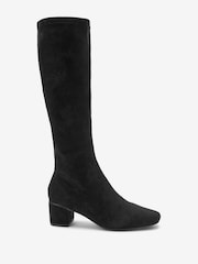 Black Forever Comfort Sock Block Heel Knee High Boots - Image 4 of 7