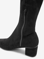 Black Forever Comfort Sock Block Heel Knee High Boots - Image 7 of 7