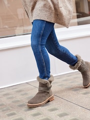 Grey Forever Comfort® Faux Fur Lined Buckle Detail Boots - Image 3 of 9