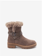 Grey Forever Comfort® Faux Fur Lined Buckle Detail Boots - Image 6 of 9