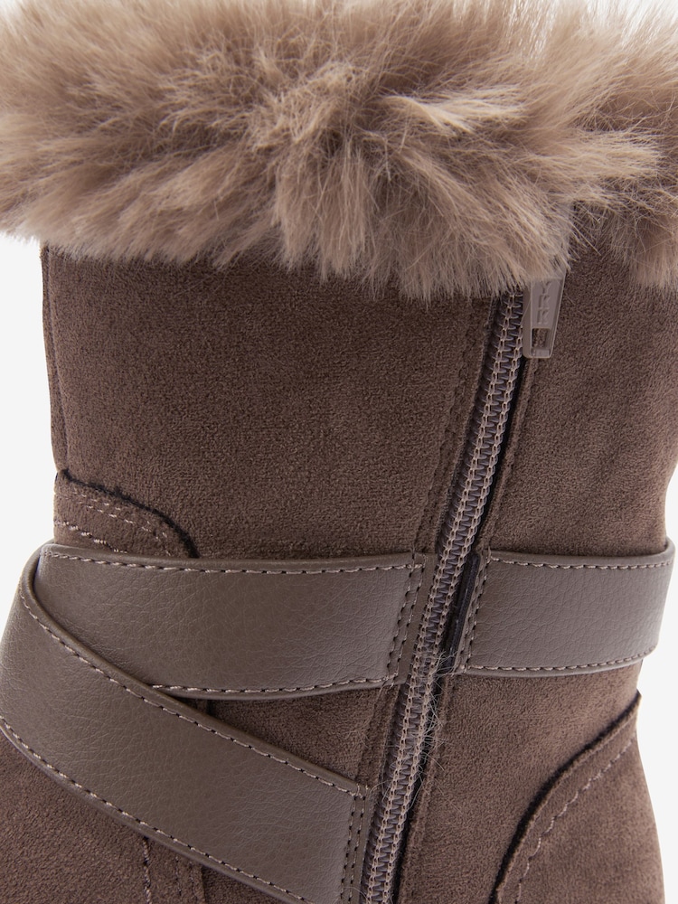 Grey Forever Comfort® Faux Fur Lined Buckle Detail Boots - Image 9 of 9