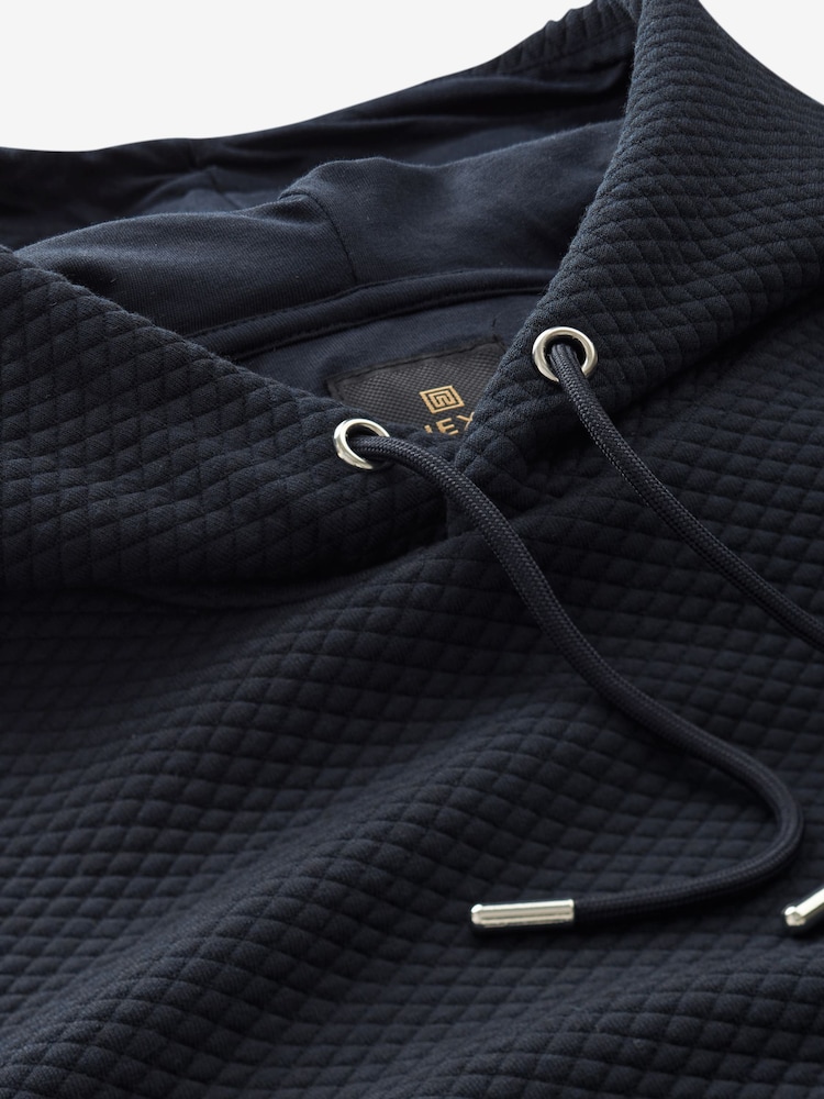 Navy Blue Hooded Premium Textured Overhead Hoodie - Image 1 of 1