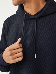 Navy Blue Hooded Premium Textured Overhead Hoodie - Image 2 of 7